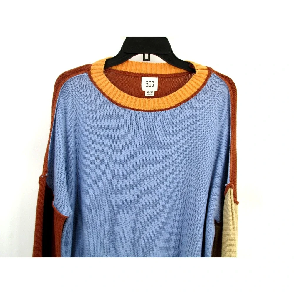BDG Pullover Sweater Men XS Multicolor Colorblock Preppy Retro Long Sleeves